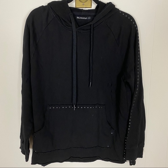 BlankNYC Black Distressed Studded Hoodie Small - Picture 1 of 6
